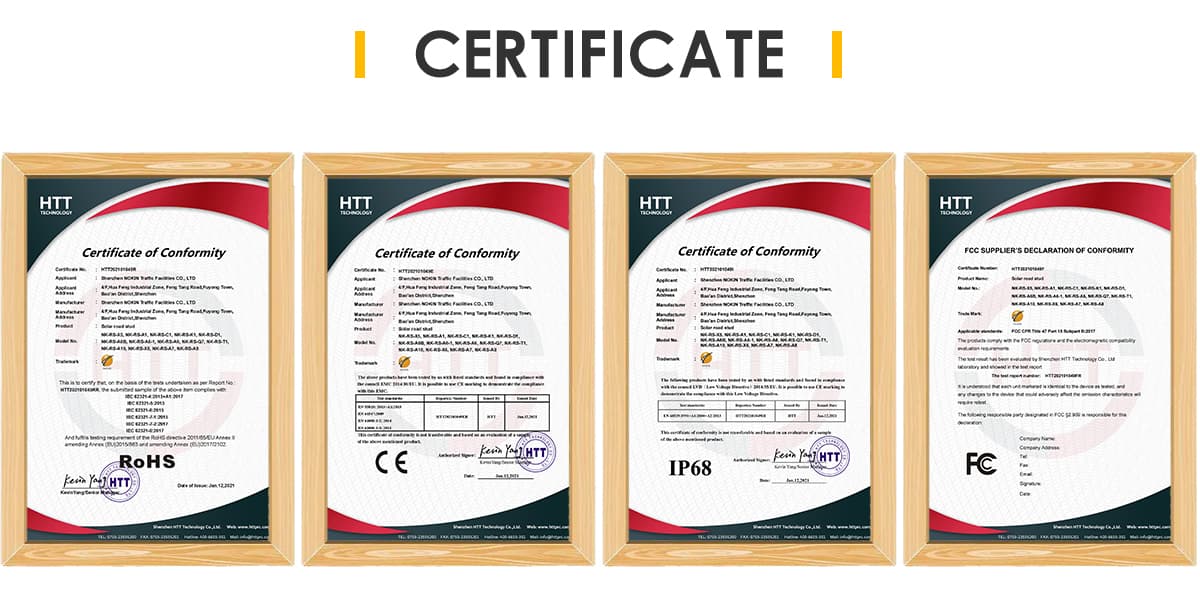 solar cat eye road stud certificate